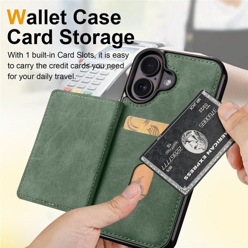 For iPhone 16 15 14 13 12 11 Case Wallet RFID Blocking Leather Card Stand Cover - Picture 58 of 64
