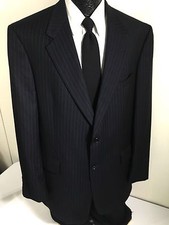 Daniel Cremieux Men LORO PIANA Sport Coat Blue PIN STRIPE Jacket Wool Blazer 44L