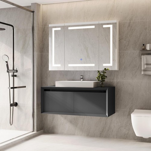 LED Medicine Cabinet Bathroom Mirror Wall Mounted Storage Lighted Wall Cabinet - Picture 8 of 13
