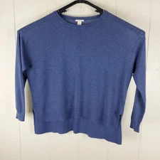 H&M Sweater Womes Extra Large Blue Crew Neck Knit Long Sleeve Stretch Pullover