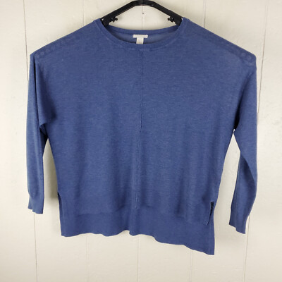 H&M Sweater Womes Extra Large Blue Crew Neck Knit Long Sleeve Stretch Pullover
