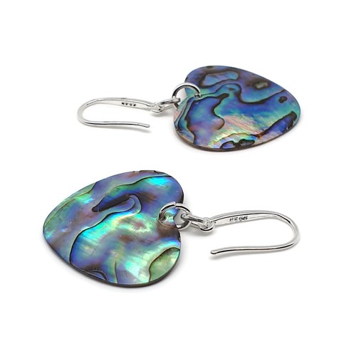 Paua Earrings Rainbow Abalone Natural Shell Dangle Drop Sterling Silver Hooks - Picture 28 of 84