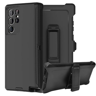 #ad #ad Black Rugged Defender Case for Galaxy S21 S21 S21Ultra Belt clip Fit Otter Box $10.89