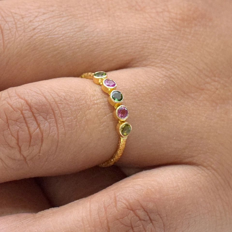 Anillo de oro de 18 quilates con piedras preciosas de turmalina amarilla joye... - Imagen 4 de 4