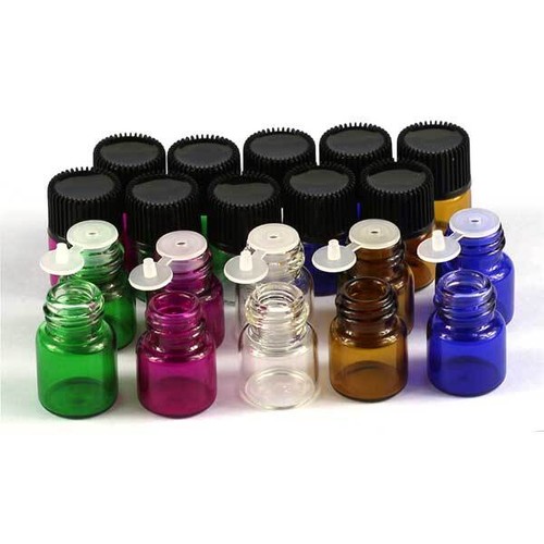 Wholesale 1ml 2ml 3ml 5ml Multi-color Glass Essential Oil Bottle w/ Hole Stopper