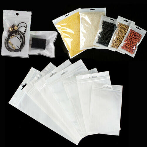 Clear White Resealable Zip Bag Seal Plastic Bags Retail Packaging Pouch New - Afbeelding 1 van 7