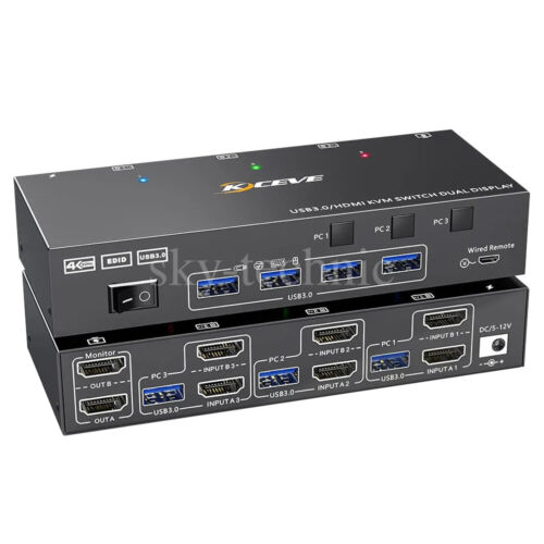 4K KVM Switch 3 Computers 2 Monitors, HDMI USB 3.0 KVM Switcher w/ EDID Emulator - Bild 21 von 28