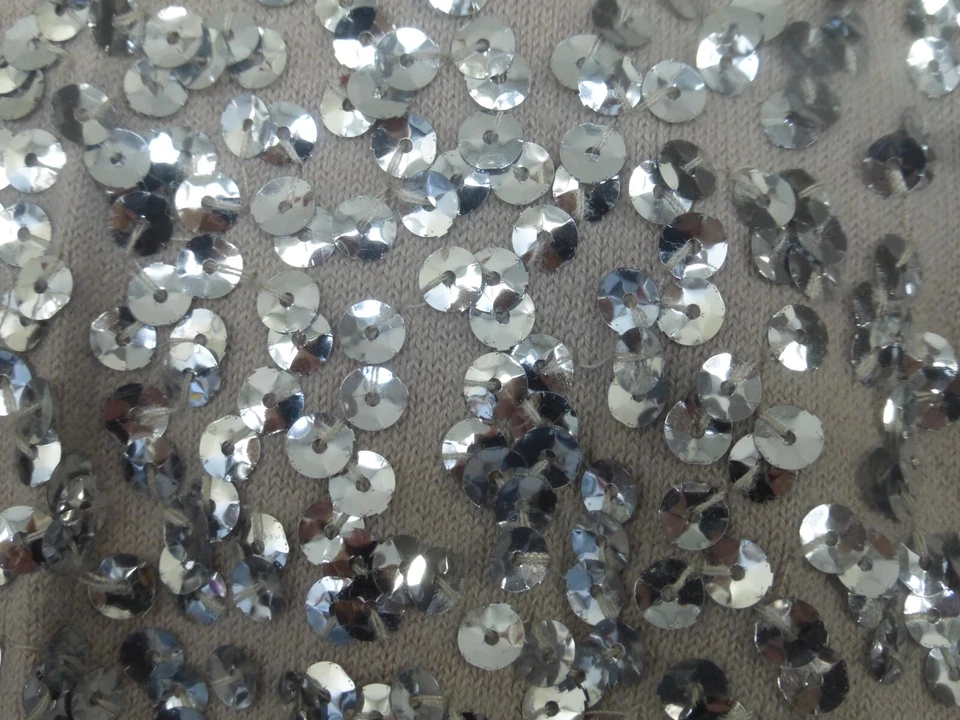 gilet H&M de soirée court manches trois quart beige brodé d'oeillets argentés - Photo 3/4