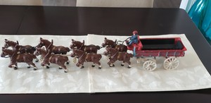 Budweiser Beer Wagon With 8 Clydesdale Horses Cast Iron Fire Wagon