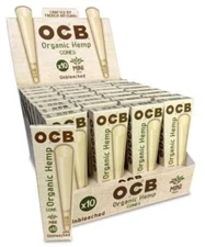 😎 OCB UNBLEACHED ORGANIC CONES ✨ MINI SIZE ✨ 32 PK PER BOX 10 CONES PACK