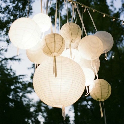 Round Hanging Lantern Ball Paper Lamp White Lantern Paper Lantern - Picture 3 of 18