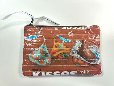 Upcycled Quilted Harvest Hershey's Kisses Candy Zippered Pouch Bag