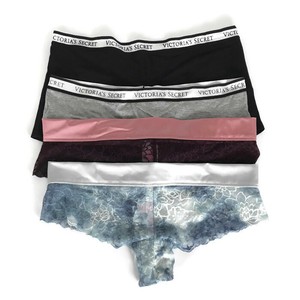 Lot-of-4-Victorias-Secret-Pink-Panties-Gray-Pink-Black-Cheekie-Shortie-Cheekster