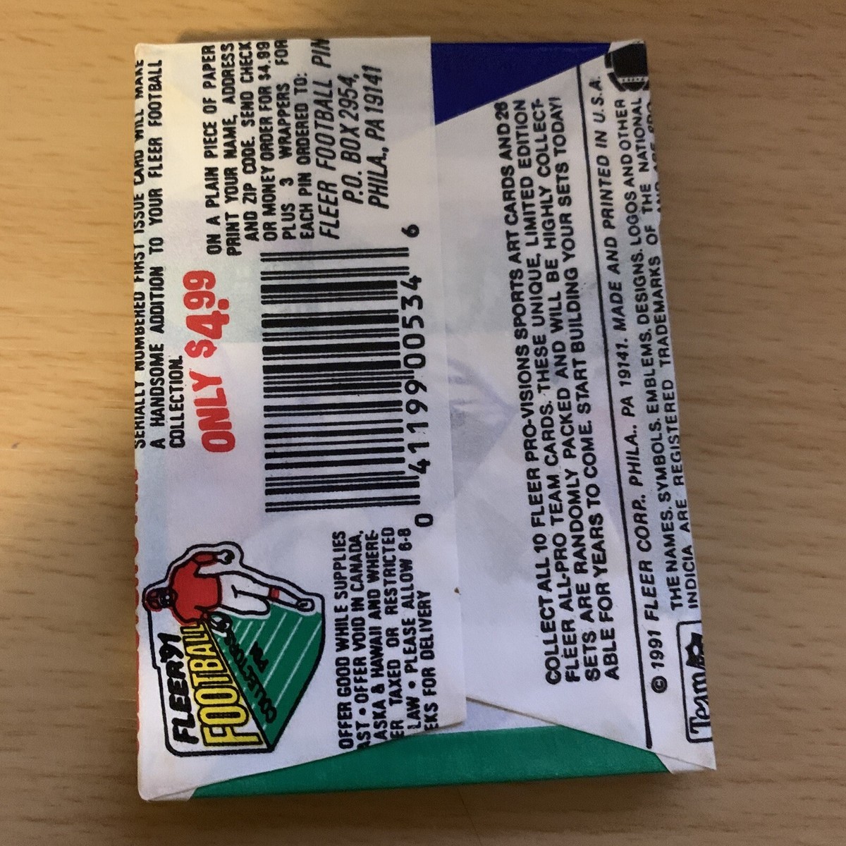 6) 1991 Fleer Football Un-opened Factory Sealed Wax Packs 6) 1991 Fleer Football Un-opened Factory Sealed Wax Packs