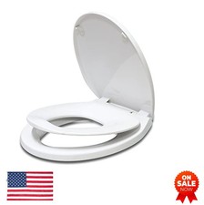 Round Toilet Seat with Built-In Toddler Potty Training Seat Slow Close Splash