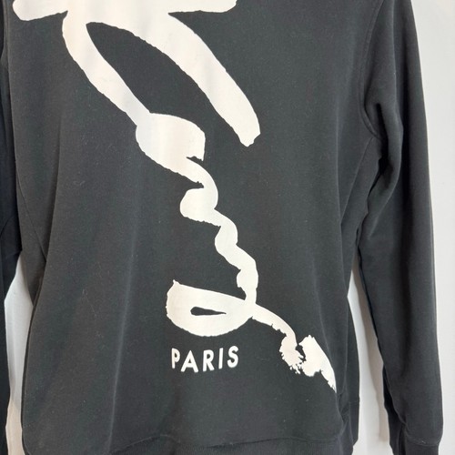 Kenzo Cursive Logo Graphic Hoodie Sweatshirt Black Men's M - Afbeelding 7 van 12