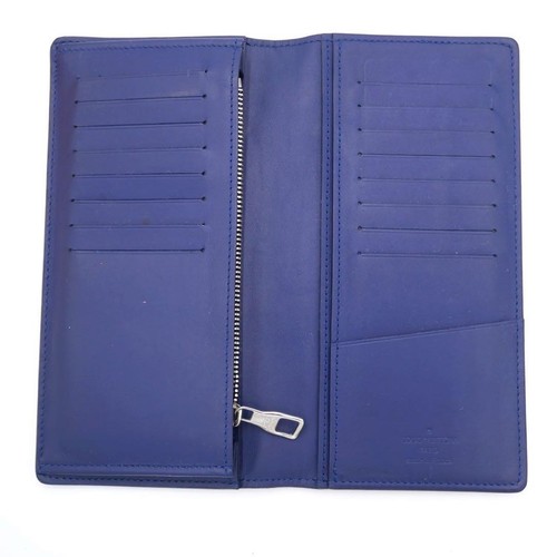 Louis Vuitton Bandana Brazza Portafoglio Lungo Blu Bianco Monogramma M81405 Ottimo - Foto 3 di 9