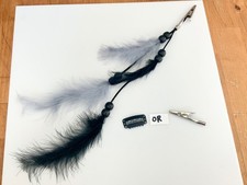 Black and Silver or Gray Feather Hair Extension or Roach Clip Retro