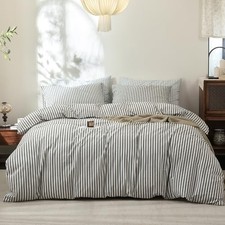 Striped Duvet Cover Set King 104"  90" Stripes - Dark Grey No Comforter 