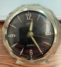 Vintage Small Brown Face Wind Up Linden Black Forest Alarm Clock Made In Germany