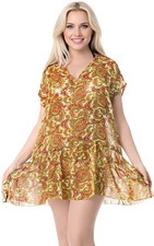 LA LEELA Women's Plus Size Swimsuit Beach Cover up Swimwear US 14-18 Maroon Q707