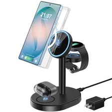 Hevanto 3 in 1 Wireless Charger for Samsung Galaxy, 15W Charcoal-Black