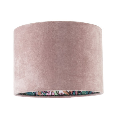 Rosa Samt Trommel Lampenschirm mit innen Aquarell Blumenmuster von Hap...