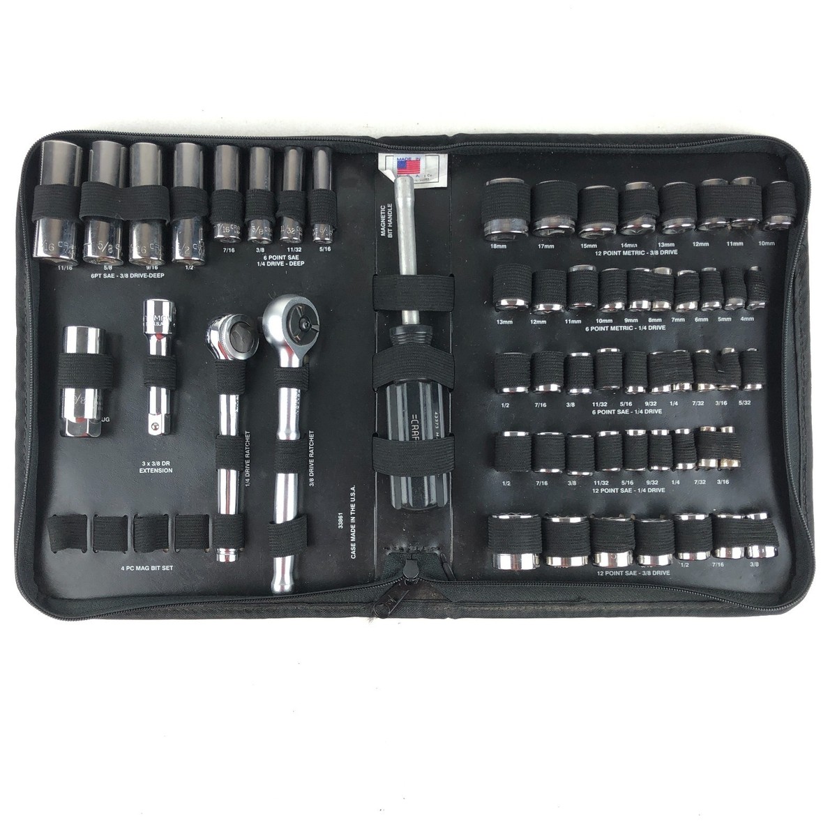 Vintage Craftsman 58 Pc Mechanic's Socket Set Metric SAE 1/4