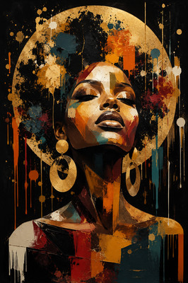 Afro Lady Black Woman Disco Funky Poster Druck gerahmte Leinwand Wandbild