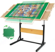 1500 Piece Jigsaw Puzzle Table with Legs,Wooden Jigsaw Puzzle Table with 4 Drawe