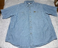 Wrangler RIGGS Workwear Blue Cotton Button-Up Short Sleeve Men's 2XL