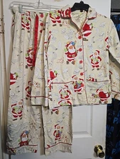 Nick & Nora Flannel PJ Set Top & Bottom Letters To Santa Size S