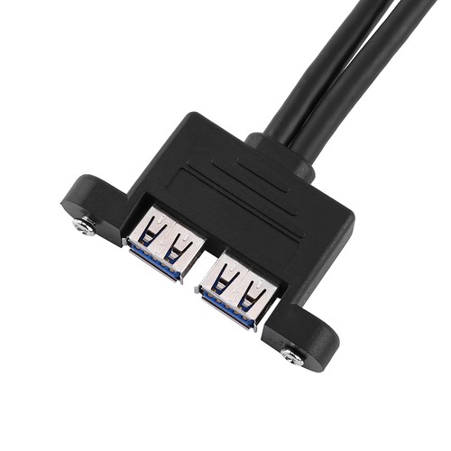Combo Dual USB 3.0 Male To Female Extension Cable With Screw Socket Panel Mo NEW - Afbeelding 4 van 8
