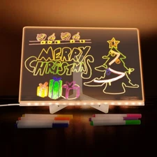 LED Note Board with Colors, Acrylic Dry Erase Board with Light, Acrylic LED Writ