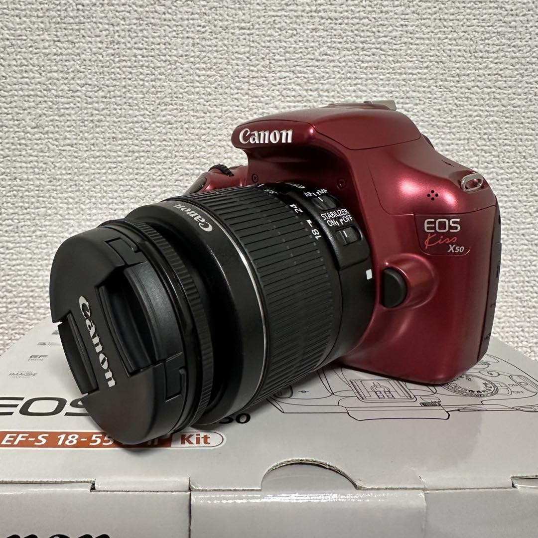 Canon EOS Kiss X50 Double Zoom Kit Red 423089 | eBay