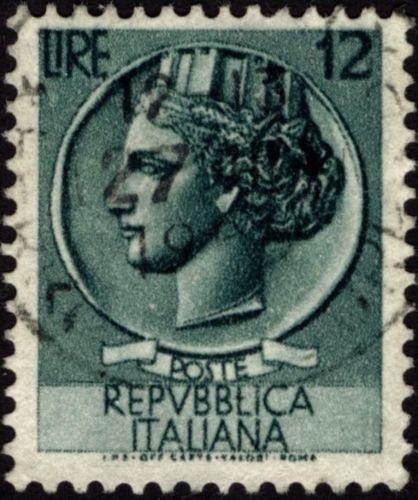 1735591   Italy 1953 Stamp Scott #628 Syracusan Coin Fine Used Clean Back