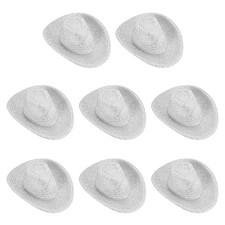 Mini Cowboy Hats, 8 Pcs Miniature Western Hat, Glitter Dot Style, White