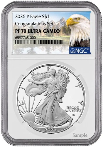 Pre -2026 P Silver American Eagle S$1 Congratulations NGC PF70 Ultra Cameo #1843