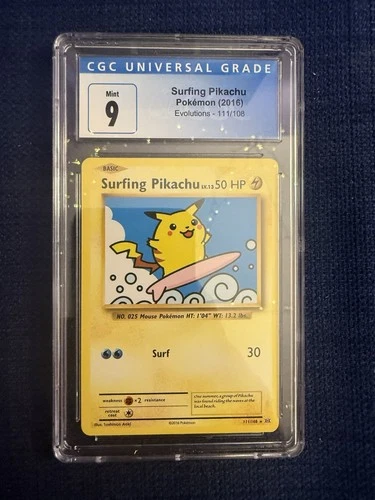 Surfing Pikachu 111/108 CGC 9 Mint Pokemon Card 2016 XY Evolutions
