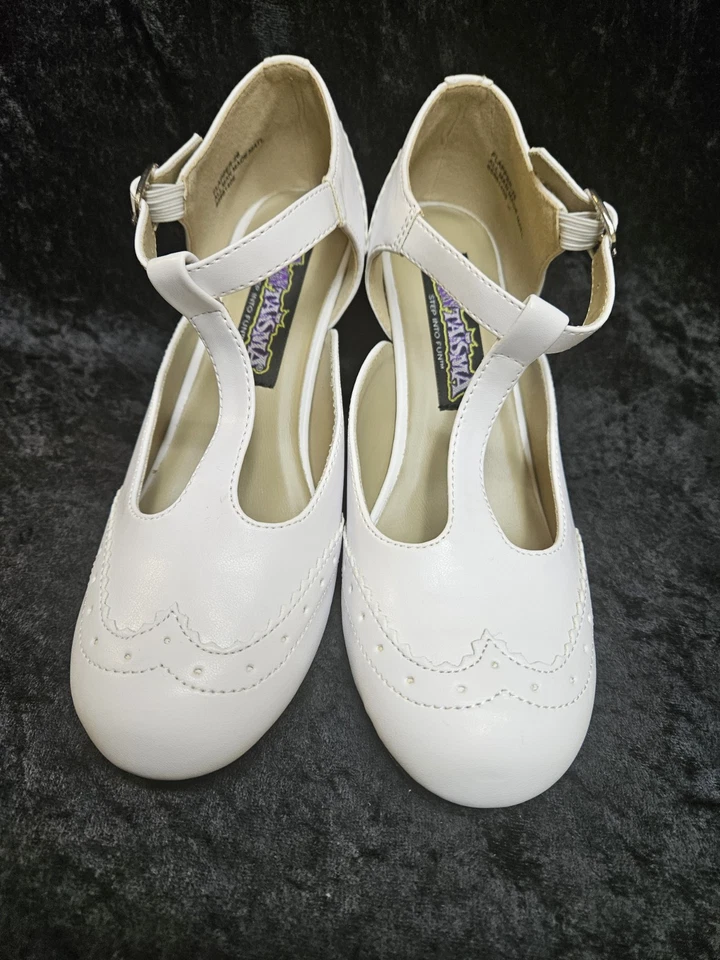 Mary Jane Flapper Shoes 1920's Style Funtasma White size 6 gatsby NEW - Image 3 of 4