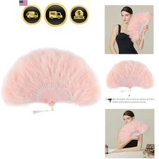 Marabou Feather Fan 20s Vintage Folding Fan Flapper Hand Fan for Costume Danc...