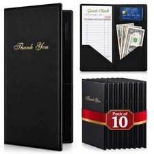 10 Pcs Server Books for Waitress, Check Presenters for Restaurants Black