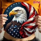 Tin Metal Sign Patriotic Eagle Round Aluminum Vintage Wall Art 8x8