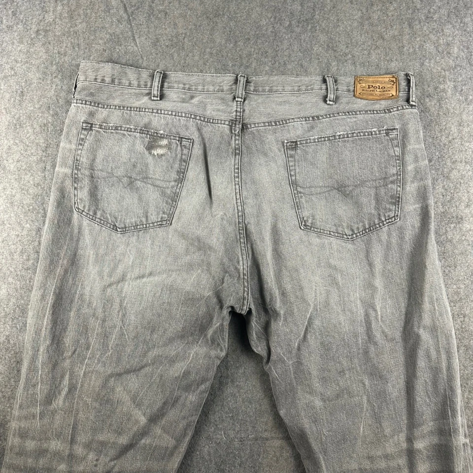 Polo Ralph Lauren Men Gray Distressed Straight Leg Jeans Size 44B Denim 45x32 - Image 4 of 4