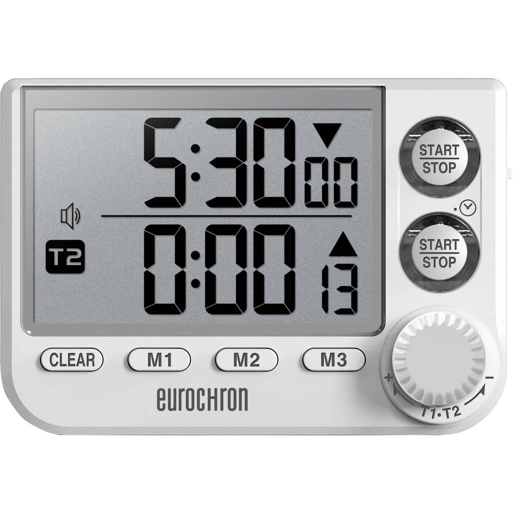 Minuteur numérique Eurochron EDT 8002 blanc avec alarme sonore puissante