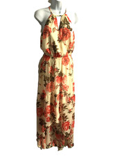 G by Guess cream red rose print chiffon hi lo party dress size XS NWT, stunning