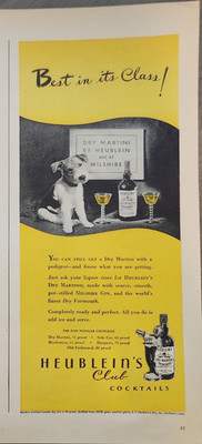 1944 Heubleins club cocktails Vintage Ad Best in its Class 14' x 5''
