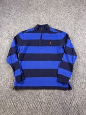 Polo Ralph Lauren Sweater Kids M 10-12 Blue Stripe 1/4 Zip Cotton Pullover