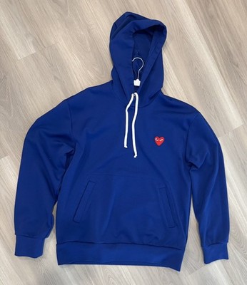 CDG Comme des Garcons Play Men's Hooded Sweatshirt Size XL Royal Blue 