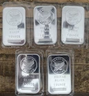 Lot of 5 - 1 oz Sunshine Mint Sealed Silver Bars .999 Fine